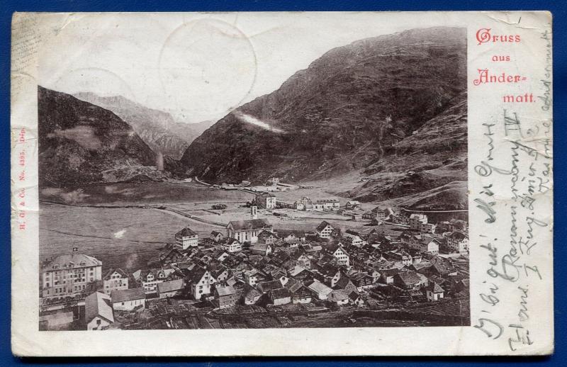 Gruss aus Andermatt Switzerland Swiss old postcard