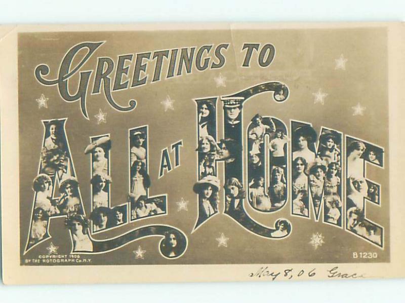 rppc Pre-1907 The Words - All At Home IN BIG LETTERS AC8020