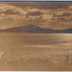 c1910s Clear Water Lake Pier RPPC Birds Eye Real Photo Cabin Camp BWCA? A78