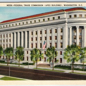 c1940s Washington DC Federal Trade Commission Apex Building Roadside PC Vtg A228