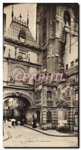 Old Postcard Rouen Grand Format The big clock 14.5 * 28 cm