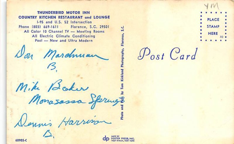 Thunderbird motor in Country kitchen restaurant Florence, SC