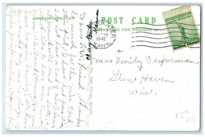 1942 Post Office Building Steps Entrance Clay Center Kansas KS Antique Postcard