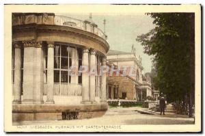 Old Postcard Wiesbaden Kurhaus mit Gartenterrasse