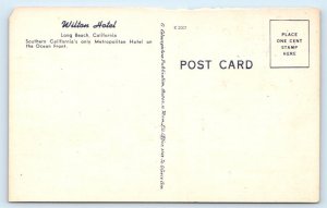 Wilton Hotel LONG BEACH California Linen Postcard