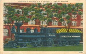 Winnipeg Manitoca Canada Cuntess of Dufferin CPR Engine #1, 1953  Postcard Used