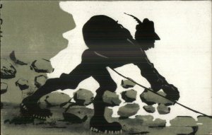 Mountain Climbing? Hiker Hiking Austria Silhouette c1910 Postcard