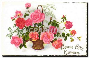 Old Postcard Bonne Fete Maman Flowers