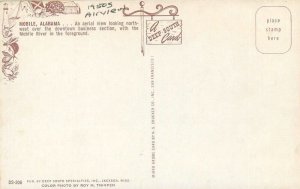 Alabama Mobile Aerial View 1950s Downtown Business District Postcard 22-6455