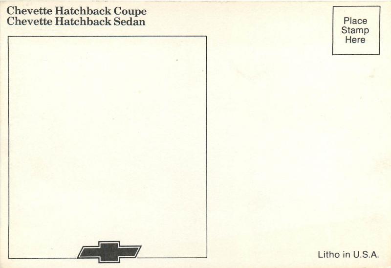 GMC Chevrolet Chevette Hatchback Coupe & Sedan car automobile dealer postcard