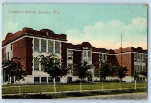 1916 Columbus School Building Campus Facade Dirt Road Kenosha Wisconsin Postcard