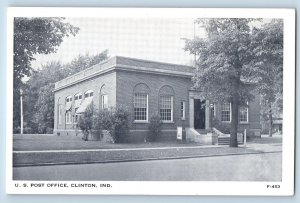 Clinton Indiana IN Postcard US Post Office Exterior Roadside c1960's Vintage