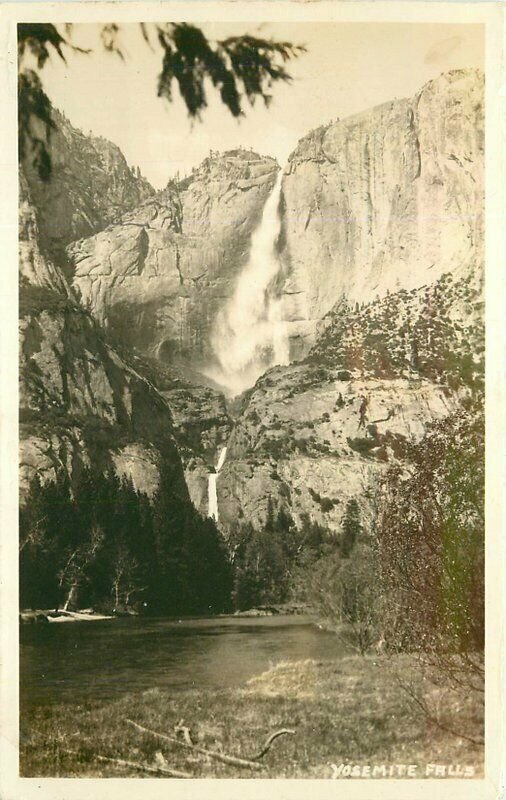 California NP Yosemite Falls 1930s RPPC Photo Postcard 21-3584