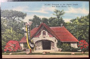 Vintage Postcard 1949 Parrot Jungle Red Roof Entrance, Miami, Florida (FL)