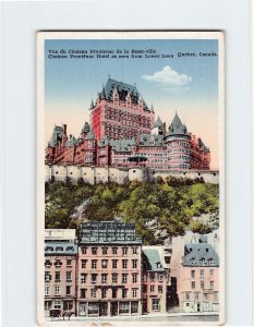 Postcard Chateau Fronténac Hotel as seen from Lower town Quebec City Canada