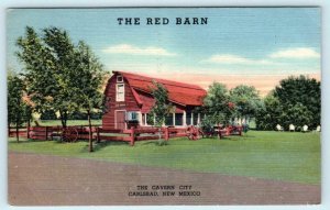 CARLSBAD, New Mexico NM ~ Roadside THE RED BARN Restaurant c1940s Linen Postcard