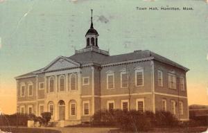 Hamilton Massachusetts Town Hall Street View Antique Postcard K61964