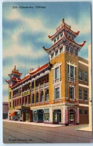 CHICAGO, Illinois  IL    CHINATOWN  Street Scene  ca 1940s Linen Postcard