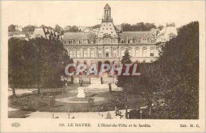 Old Postcard Le Havre City Hall and the Garden