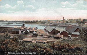 Panorama Town Industry Saco River from York Hill Maine 1910c postcard