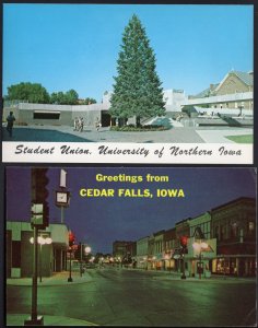 Lot of 2 Iowa CEDAR FALLS Greetings The Parkade Maucker University Union Chrome