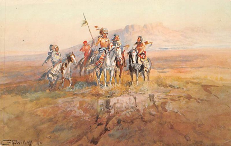 Indian Scouting Party Artist Russell Indian Unused 