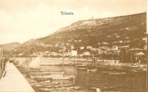 Italy Trieste harbour sailboats moored falaise panorama