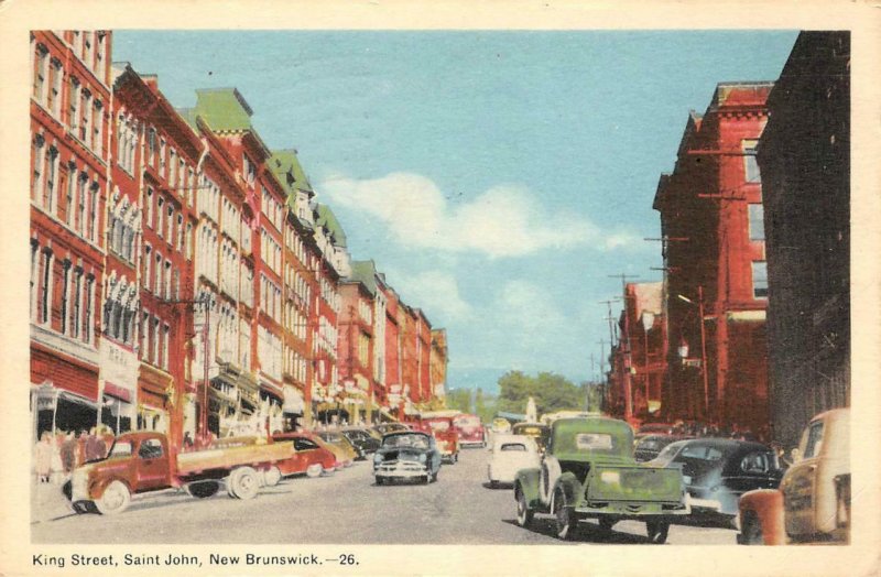 King Street Scene, Saint John, New Brunswick, Canada 1952? Vintage Postcard