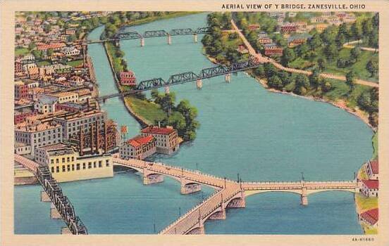 Ohio Zanesville Aerial View Of Y Bridge