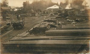 Postcard RPPC 1908 California Crescent City Logging Lumber sawmill 23-11650