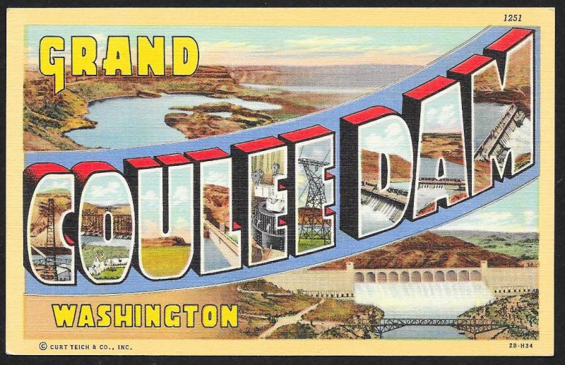 Greetings from Grand Coulee Dam Washington Unused c1942