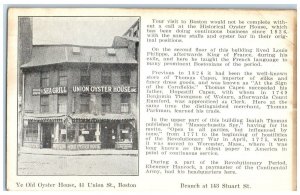 c1920 Union Oyster House Inc. Restaurant Building Boston Massachusetts Postcard