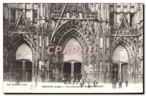 Old Postcard Troyes Aube Three Doors of the Cathedral