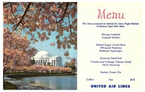 United Airlines Japanese cherry blossoms Jefferson Memorial Airplane Postcard