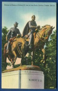 Confederate General Robert E Lee Park Monument Statue Dallas Texas tx postcard
