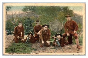 Vintage 1910's WW1 Military Postcard - Machine Guns Ready for Action US Army