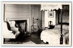 Portsmouth New Hampshire NH Postcard RPPC Photo Warner House Bedroom c1950's