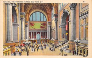 New York City NY 1940s Postcard Interior Pennsylvania Station 