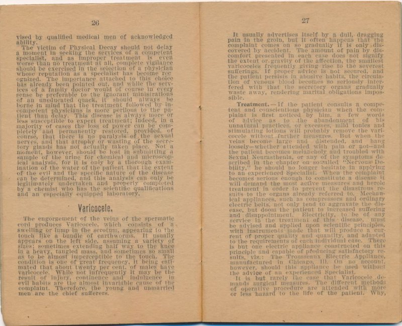 Paper Booklet -Marriage & Health Diseases of Mind & Body Bellevue Med Inst 1897