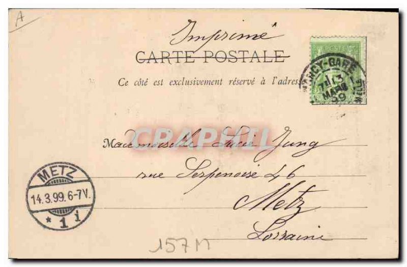 Old Postcard Nancy March 13, 1899 Pontaine Callot