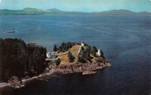 ROCKLAND, Maine ME   OWL'S HEAD LIGHT HOUSE Bird's Eye View  VINTAGE  Postcard