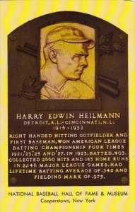Harry Edwin Heilmann National Baseball Hall Of Fame & Museum Cooperstown New ...