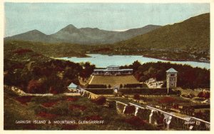 Vintage Postcard Garnish Island & Mountains Majestic View Glengarriff Ireland