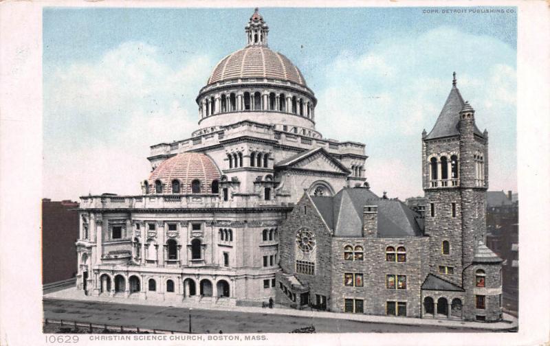 Christian Science Church, Boston, Massachusetts, Early Postcard, Used in 1910