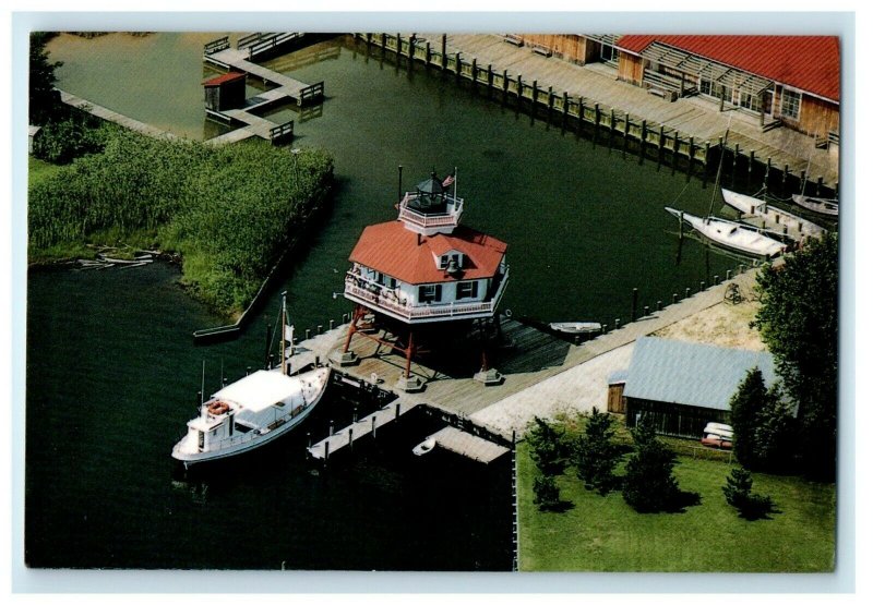 1984 Aerial View Of Drum Point Lighthouse Oyster Buy Boat Solomons MD  Postcard