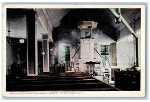 1921 Interior Of Fort Herkimer Church Little Falls New York NY Vintage Postcard