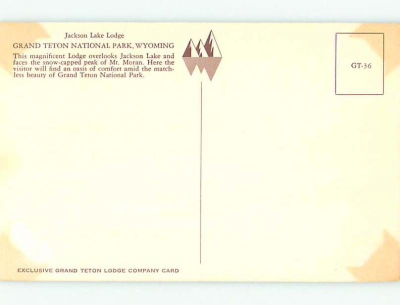 Unused Pre-1980 JACKSON LAKE LODGE MOTEL Grand Teton National Park WY s1983