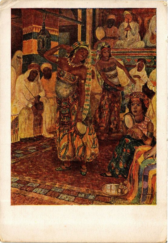 PC CPA ARABIAN TYPES AND SCENES, DANCING LADIES, Vintage Postcard (b17449)