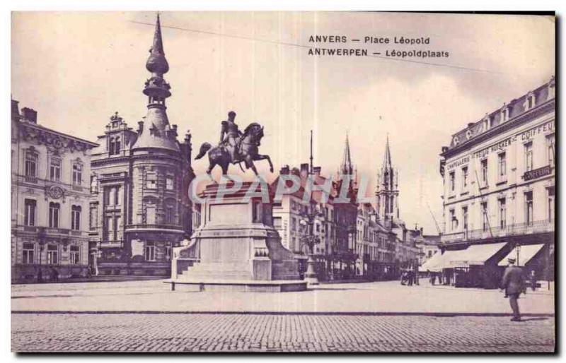 Old Postcard Belgium Antwerp Leopold Place