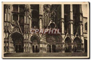 Old Postcard Bourges La Cathedrale The five gates of the Facade